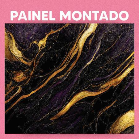 Imagem de Papel de Parede Painel 3D Mármore Preto Amarelo Roxo 3,5M Revestimento Auto Colante Marmorizado