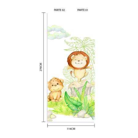 Imagem de Papel de Parede Painel Infantil Animais Safari 2 rolos 3m²