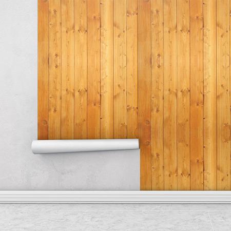 Imagem de Papel de parede Para Quartos E Sala estilo madeira em Tons laranja 1 Metro