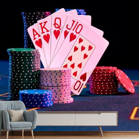 Papel De Parede 3D Salão De Jogos Cartas Poker 3,5M Jcs99 em