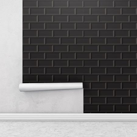 Imagem de Papel de parede Tijolo Preto 3D para Cozinha 1 Metro