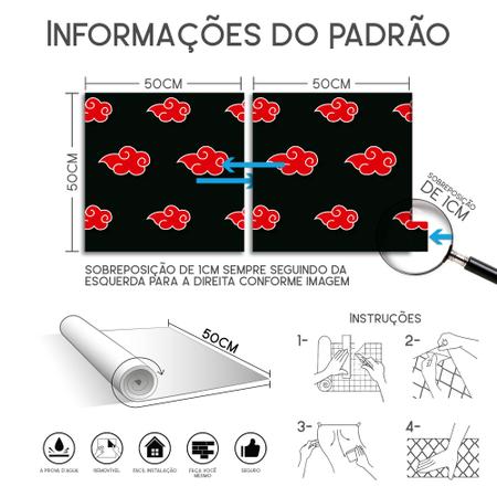 Adesivo Akatsuki Símbolo Kit com 10 Decorativo para Parede tema Naruto