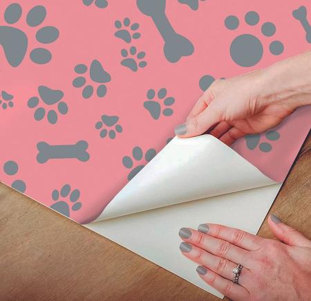 Kit 2 Papel Parede Adesivo Patinha Pet Coloridas Dog Cat Lavável