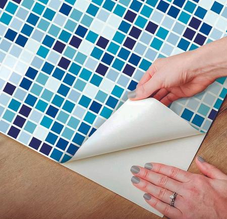 Papel de Parede Adesivo Lavável Decoração Pastilhas Azulejo Para Cozinha  Azul Escuro Xadrez 3D - Pro Decor - Papel de Parede - Magazine Luiza