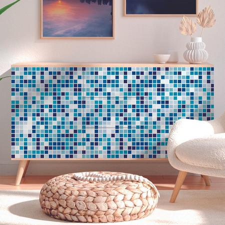 Papel de Parede Adesivo Lavável Decoração Pastilhas Azulejo Para Cozinha  Azul Escuro Xadrez 3D - Pro Decor - Papel de Parede - Magazine Luiza