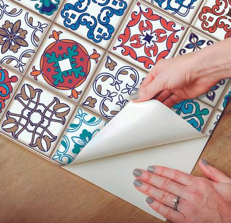 Papel de Parede Vinílico Autoadesivo Lavável Pastilha Ladrilho Azulejo  Português Provençal Barroco Colorido Decoração Moderna Cozinha - Banheiro -  PJMAXX - Papel de Parede - Magazine Luiza