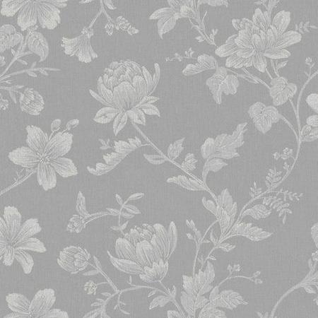 Imagem de Papel de Parede Vinílico Contemporâneo Romântico Floral Cinza 4131 - Bobinex