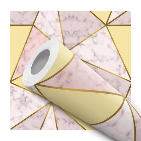 Papel De Parede Vinílico Geométrico Rosa E Amarelo Mármore 2m - DELIQUADROS Imagem de Papel De Parede Vinílico Geométrico Rosa E Amarelo Mármore 2m