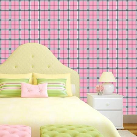 Papel de parede xadrez rosa e cinza
