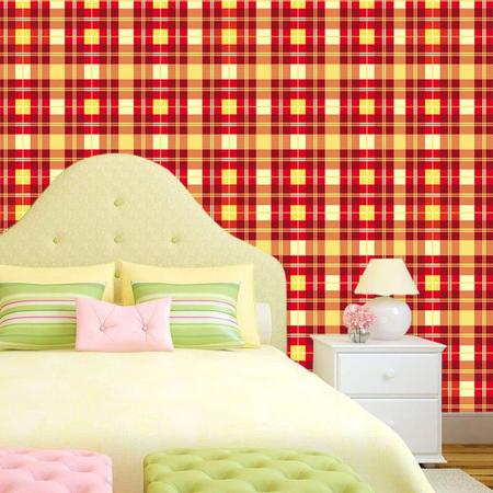 Papel de parede adesivo Xadrez Vermelho e Amarelo – Dcorando – Adesivos  para Decoração