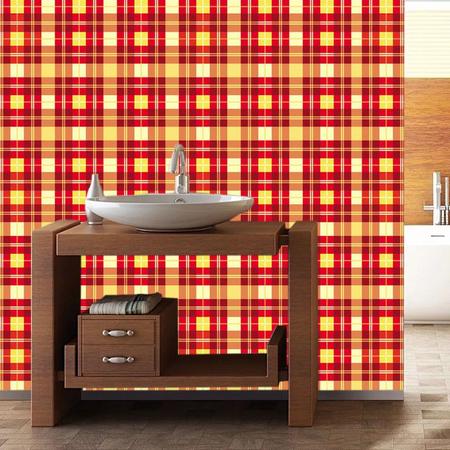 Papel de parede adesivo Xadrez Vermelho e Amarelo – Dcorando – Adesivos  para Decoração