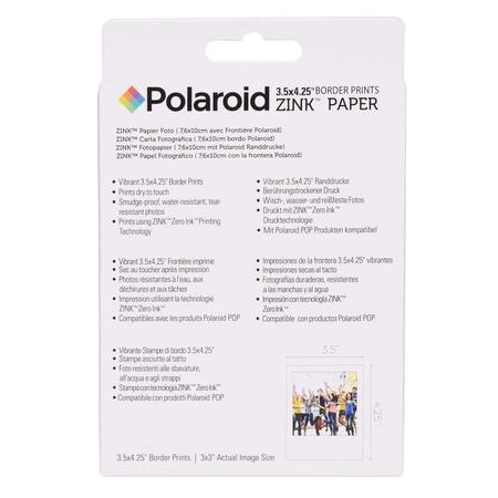 Imagem de Papel de zinco Polaroid Premium 3,5 x 4,25 polegadas 80 folhas e adesivos