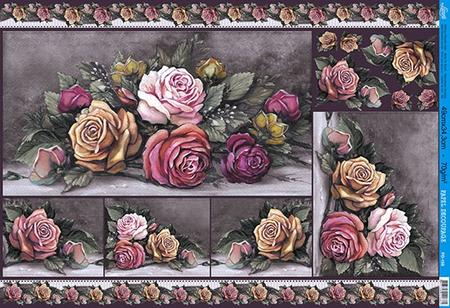 Imagem de Papel Decoupage PD-159 Rosas 34,3x49 - Litoarte