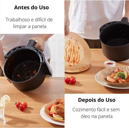Imagem de Papel Descartavel Forma para Airfryer Antiaderente de Papel Cozinha Redondo Forro Tapete Fritadeira Cozimento Protetor 