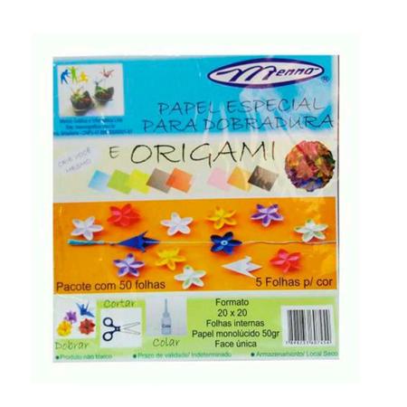 Imagem de Papel Dobradura 16X16 Origami 50 Folhas 5 Cores Menno