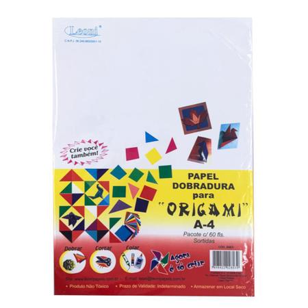 Imagem de Papel Dobradura Origami Leoni A4 60 Folhas 50g/m²