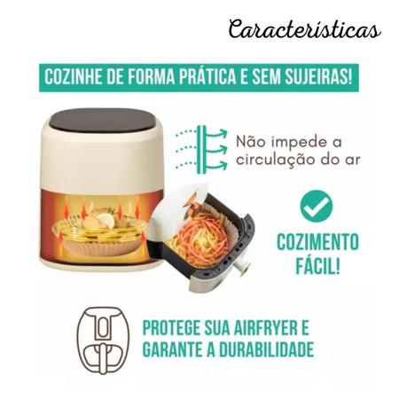Papel Forro Air Fryer Antiaderente Descartável (200 Und) - YA Variedades Imagem de Papel Forro Air Fryer Antiaderente Descartável (200 Und)