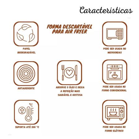 Papel Forro Air Fryer Antiaderente Descartável (200 Und) - YA Variedades Imagem de Papel Forro Air Fryer Antiaderente Descartável (200 Und)