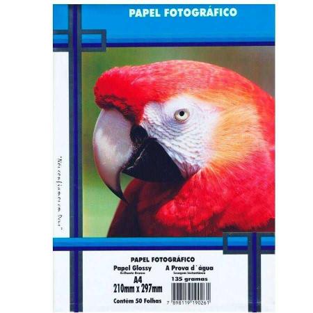 Imagem de Papel Fotográfico 135g Glossy Brilhante A4 À Prova D'água 50 Folhas