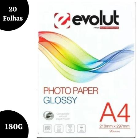 Imagem de Papel Fotografico Glossy A4 180g Brilho Prova D'Agua 20 Fls