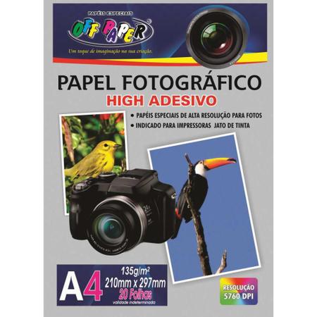 Imagem de Papel Fotografico INKJET A4 HIGH Adesivo 135G