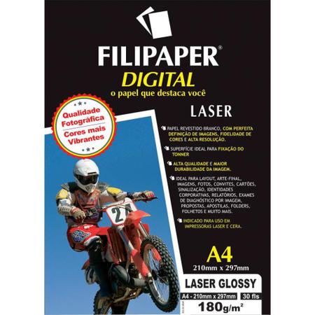 Imagem de Papel Fotografico Laser A4 GLOSSY Profissional 180G