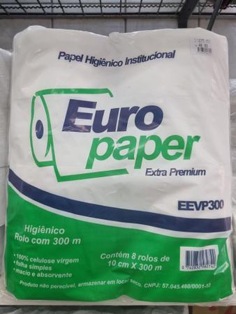 Imagem de Papel Higiênico Extra Premium com 8 rolos de  300 metros, 100% folhas celulosas - EUROPAPER