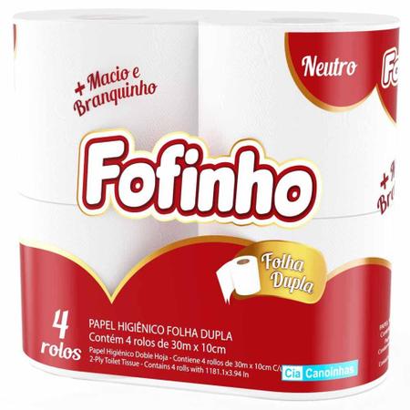 Imagem de Papel Higiênico Fofinho 30m Folha Dupla 4 Rolos - Cia Canoinhas