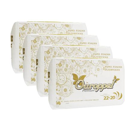 Papel Interfolha Extra Luxo 22,5x20 C 2000 Kit 4 - Ouroppel Imagem de Papel Interfolha Extra Luxo 22,5x20 C 2000 Kit 4