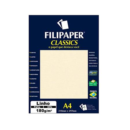 Imagem de Papel Linho A4 Filipaper Classics 180g 50 Folhas Palha