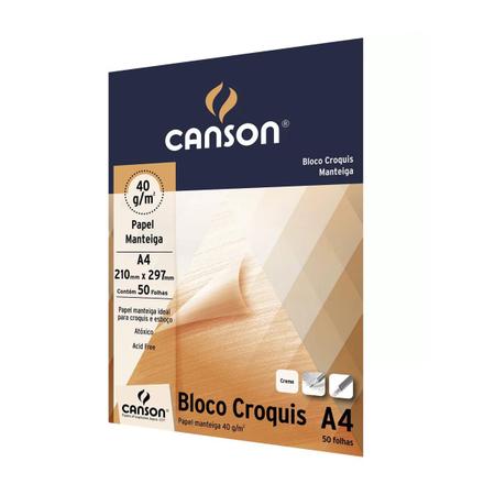 Imagem de Papel manteiga A4 40g Canson Bloco Croquis com 50 folhas