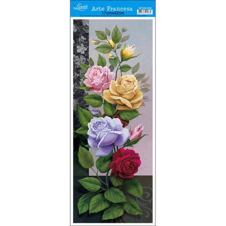 Imagem de Papel para Arte Francesa Litoarte 17 x 42 cm - Modelo AFVM-059 Rosas Coloridas