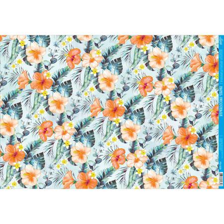 Imagem de Papel para Decoupage Litoarte 49 x 34,3 cm - Modelo PD-1028 Floral Tropical