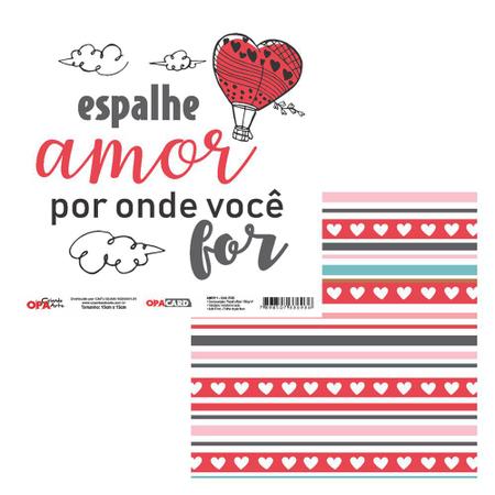 Imagem de Papel para Scrapbook OPA 15 x15 cm Opacard 2745 Amor 1