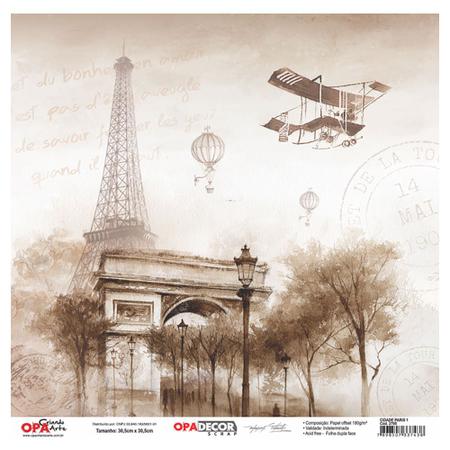 Imagem de Papel para Scrapbook OPA 15 x15 cm Opacard 2795 Cidade Paris 1