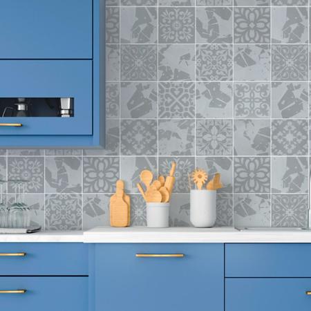 Imagem de Papel Parede Adesivo Cozinha Anti-Oil Azulejo Moderno Cinza