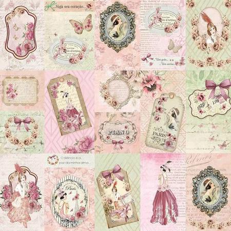 Imagem de Papel Scrapbook Dupla Face Tags Damas Sd-1063 30,5x30,5cm Litoarte