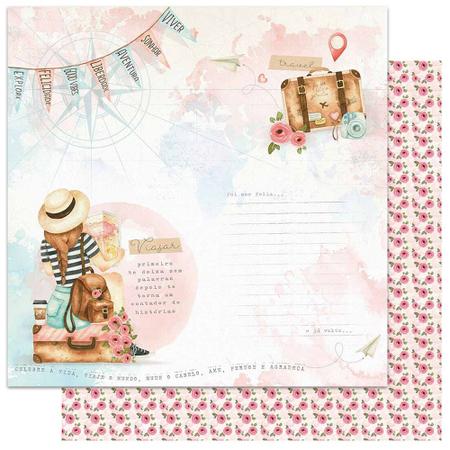 Imagem de Papel Scrapbook Litoarte 30,5x30,5 SD-1135 Viagem Menina