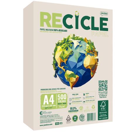 Imagem de Papel Sulfite A4 Reciclado Jandaia Recicle 500 Folhas