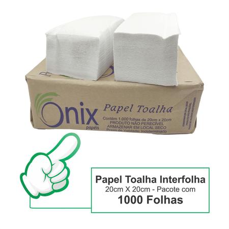 Imagem de Papel Toalha Interfolha 20x20cm 1000 Folhas 100% Celulose Virgem Interfolhado