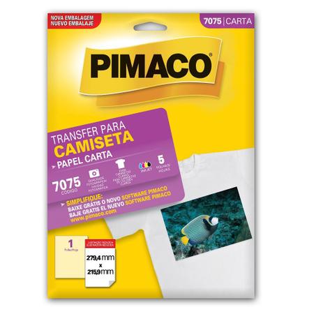 Papel Transfer para Camisas 279,4X215,9 com 5 Folhas 7075 Pimaco 11754 - Papel  Transfer e Fita Térmica - Magazine Luiza