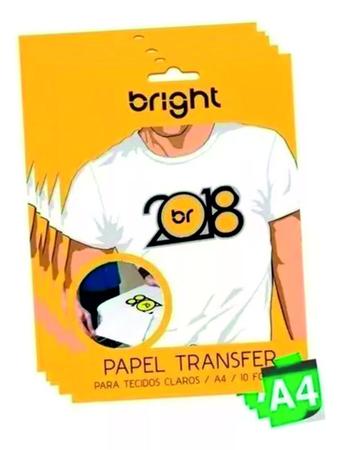 Papel Transfer Para Camisetas A4 Tecidos Claros Bright 50fls Papel Transfer e Fita Termica Magazine Luiza