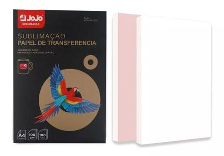 Papel Transfer Sublimático Fundo Rosa 100g A4 c/100fls - JoJo Paper Imagem de Papel Transfer Sublimático Fundo Rosa 100g A4 c/100fls
