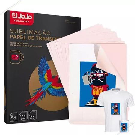 Papel Transfer Sublimático Fundo Rosa 100g A4 c/100fls - JoJo Paper Imagem de Papel Transfer Sublimático Fundo Rosa 100g A4 c/100fls