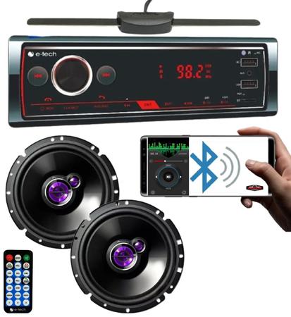 Imagem de Par Alto Falante Pioneer 6 + Radio Bluetooth Etech