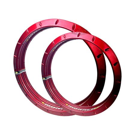 Imagem de Par Aros em Alumínio Monaco Gs Tubeless Pra Pneu Sem Câmara Bros 125 150 160 Xre 190 Vermelho