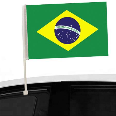 Imagem de Par Bandeira Brasil suporte vidro de Carro 30x45 Poliéster