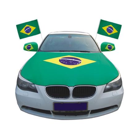 Imagem de Par Bandeira Brasil suporte vidro de Carro 30x45 Poliéster