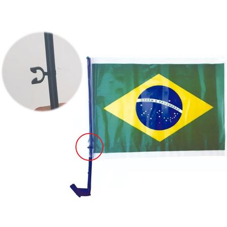 Imagem de Par Bandeira Brasil suporte vidro de Carro 30x45 Poliéster