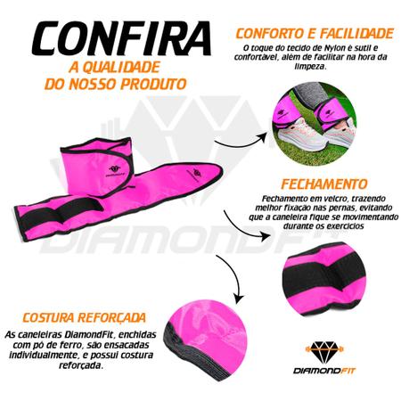 Imagem de Par Caneleira Peso 5kg Tornozeleira Academia Treino Pernas Funcional Rosa